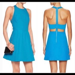 Alice + Olivia teal blue backless zipper dress 4
